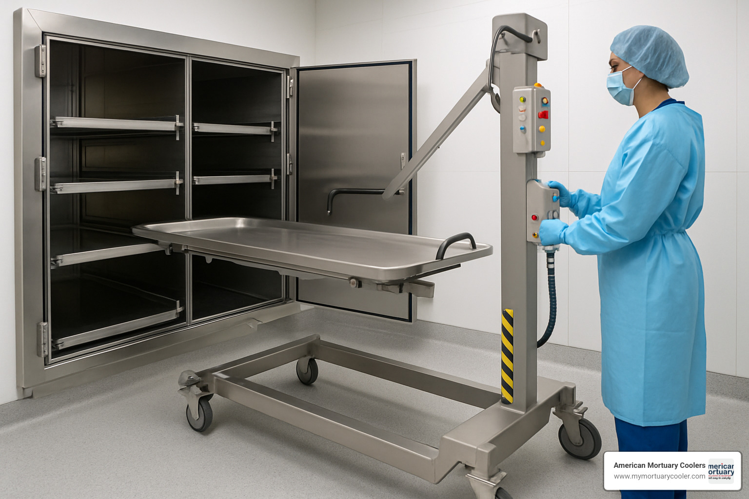mortuary body lift with rack integration - what are the freezer racks in a morgue called