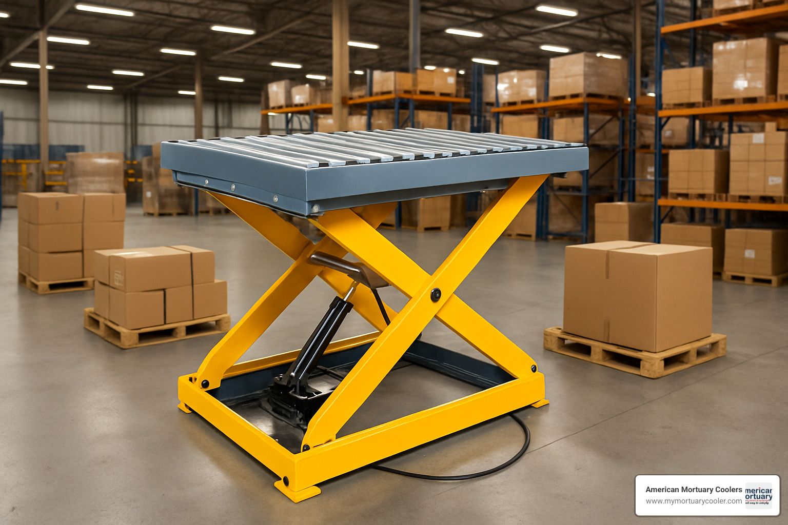 hydraulic scissor lift with conveyor top accessory - hydraulic scissors lift