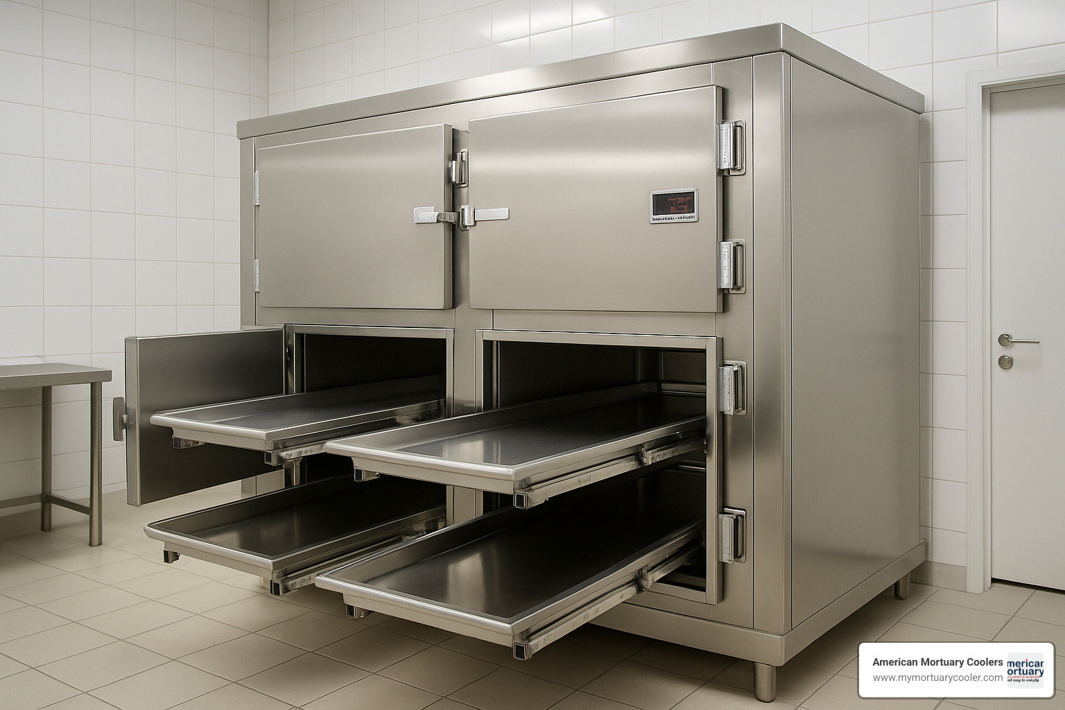 4-body telescoping slide-rail mortuary cooler - mortuary cooler for sale