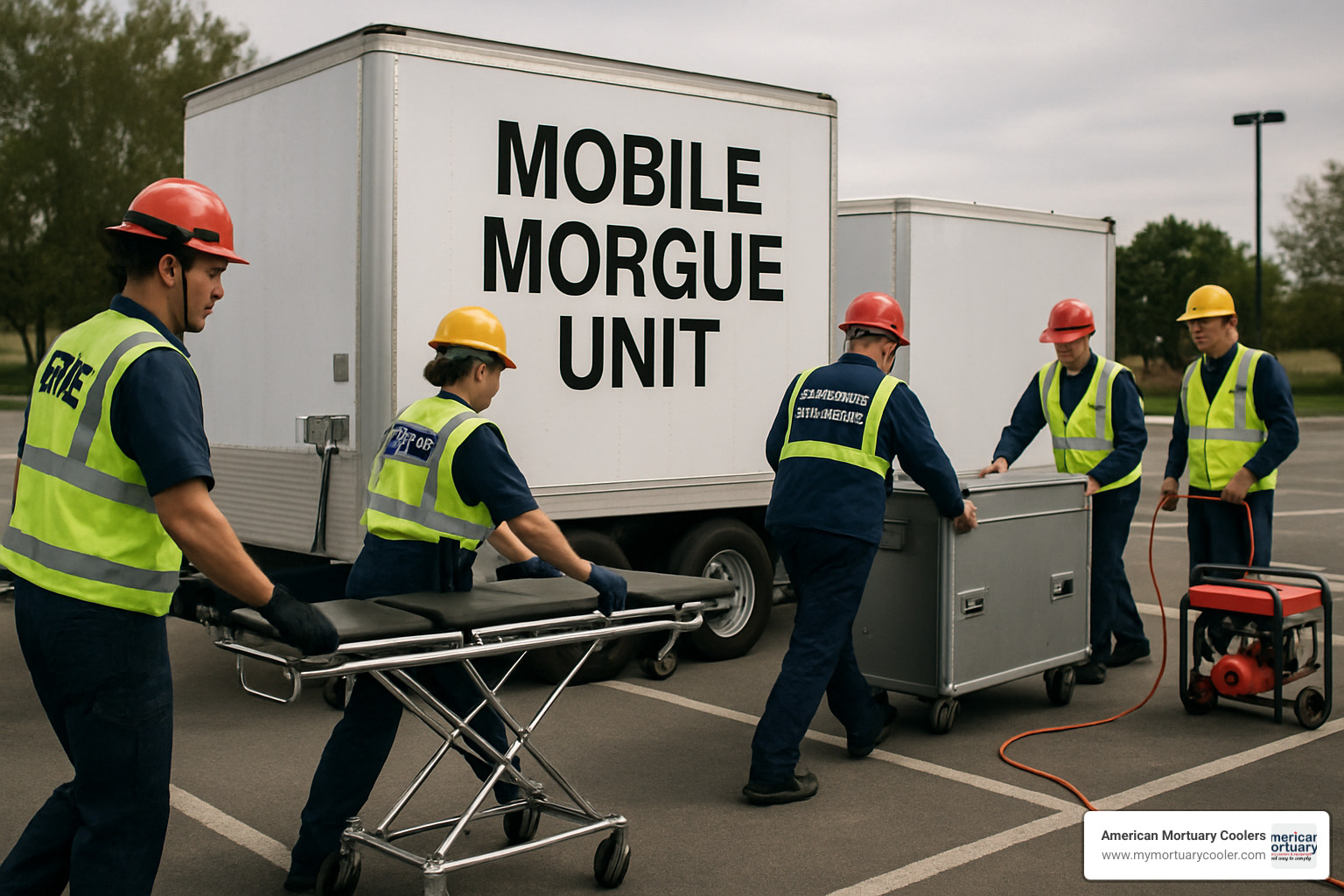 mobile morgue deployment team in action - mobile morgue