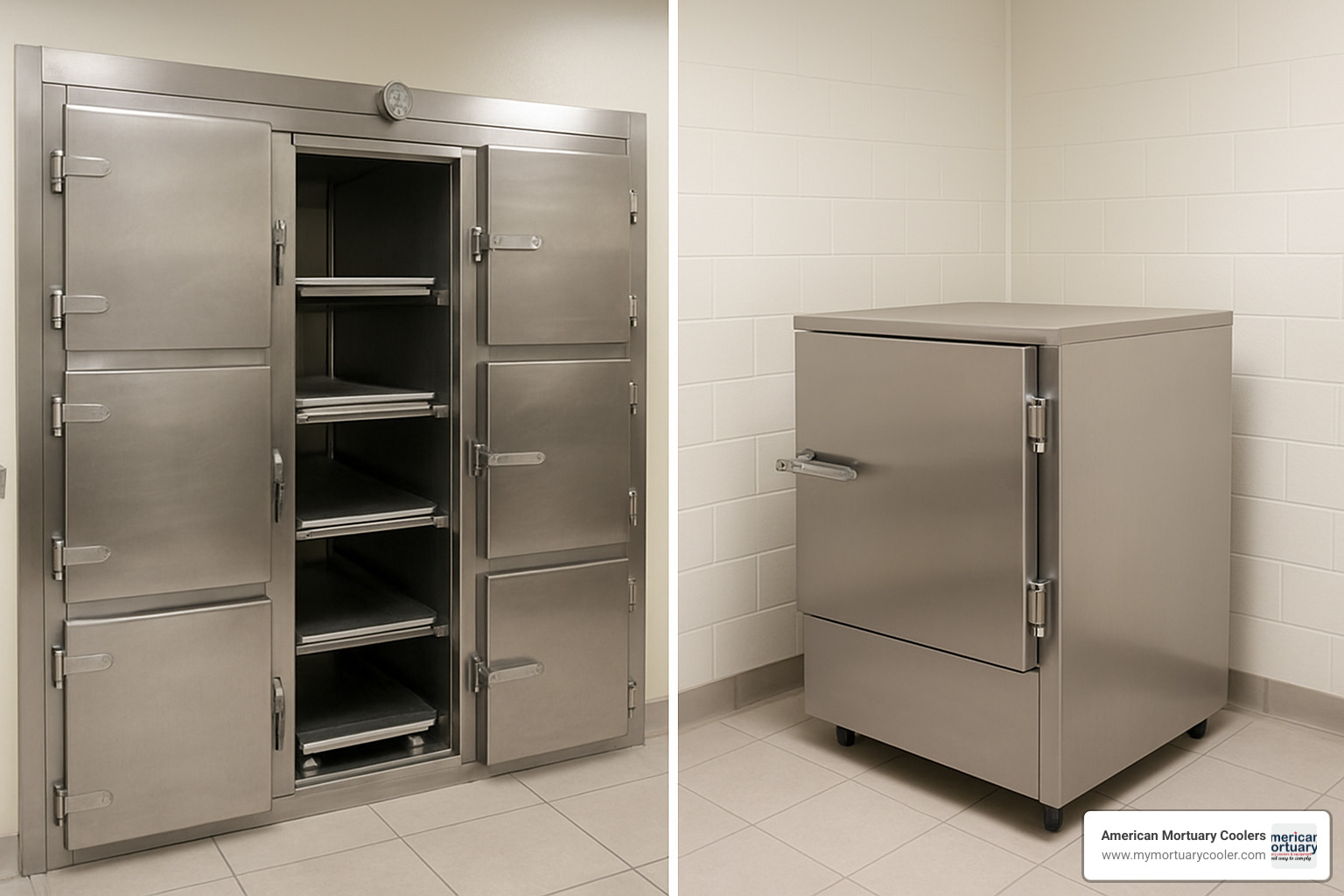 comparison of walk-in cooler versus body box refrigerator - funeral home refrigeration units