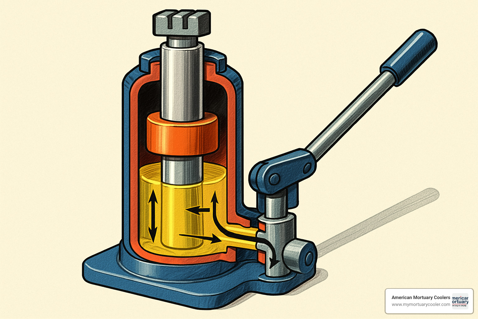 hydraulic cylinder cutaway showing piston and fluid chamber - jacking trolley