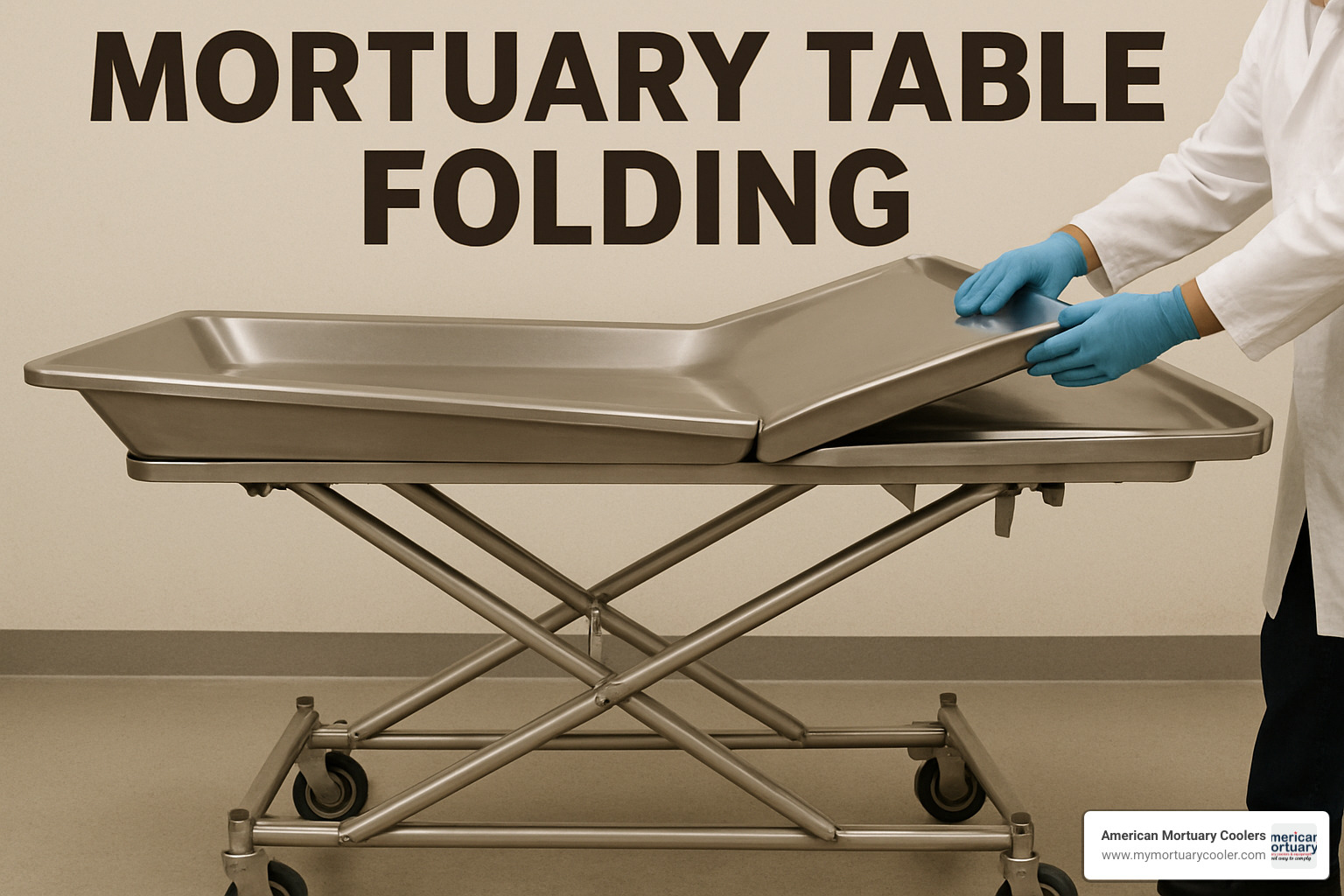 Sequence showing mortuary table legs folding mechanism - mortuary table folding