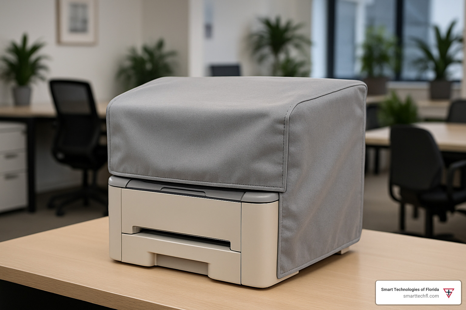printer dust cover in office setting - laser printer maintenance tips