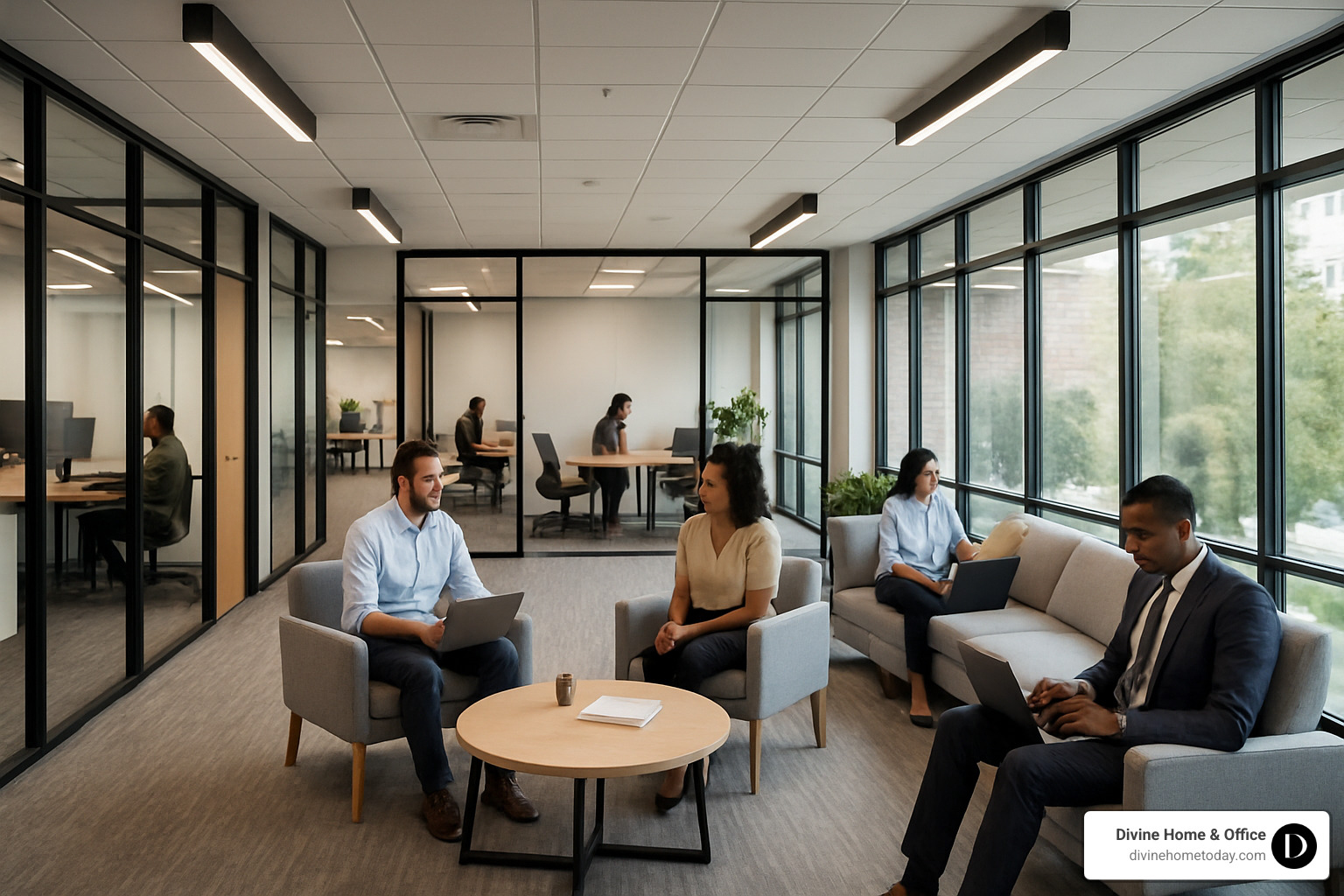 flexible hub-and-spoke office layout - space planning in facilities management