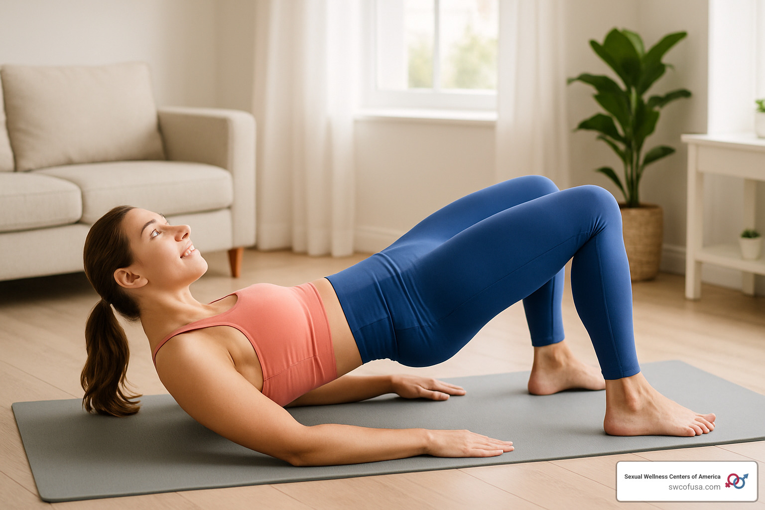 Woman performing pelvic floor exercises - how long does vaginal rejuvenation last