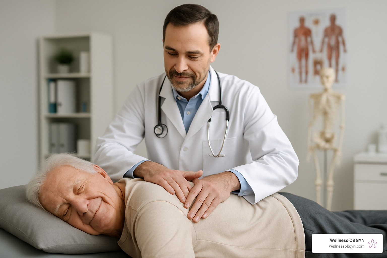elderly patient receiving gentle OMT treatment - does osteopathic manipulative treatment work