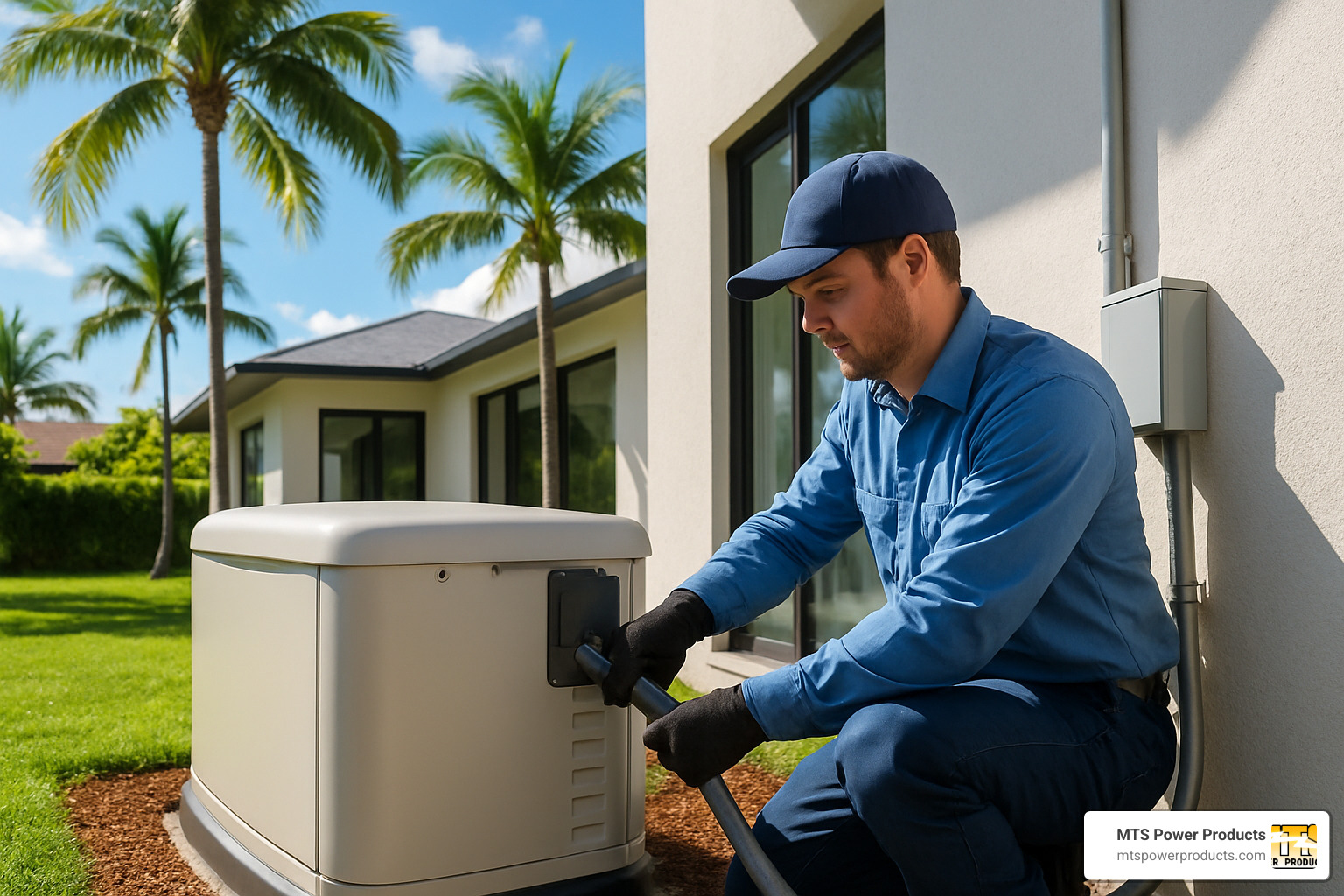 generator being installed at miami home - Generator installation Miami