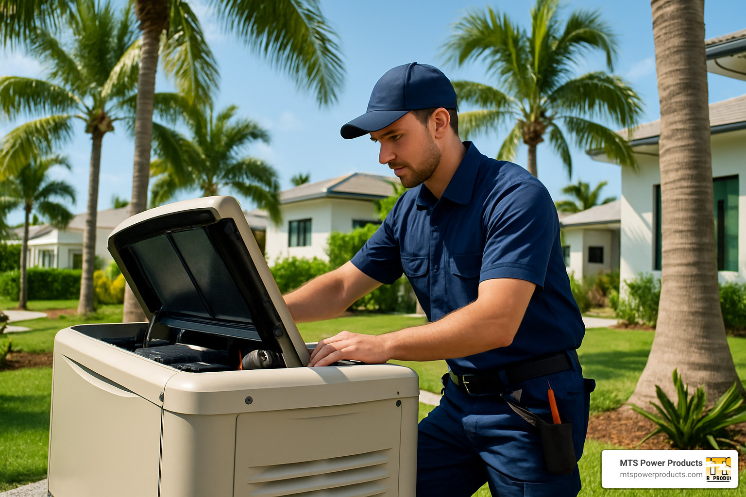 generator maintenance technician servicing unit in miami - Generator installation Miami