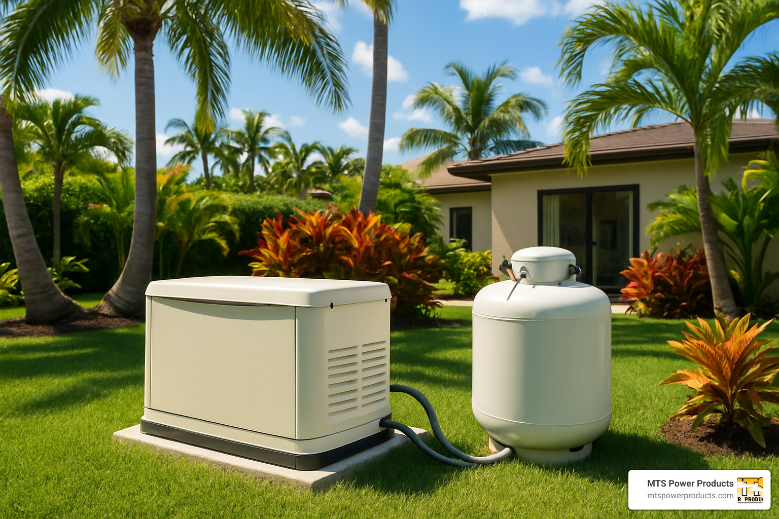 propane powered standby generator installed in miami backyard - Generator installation Miami