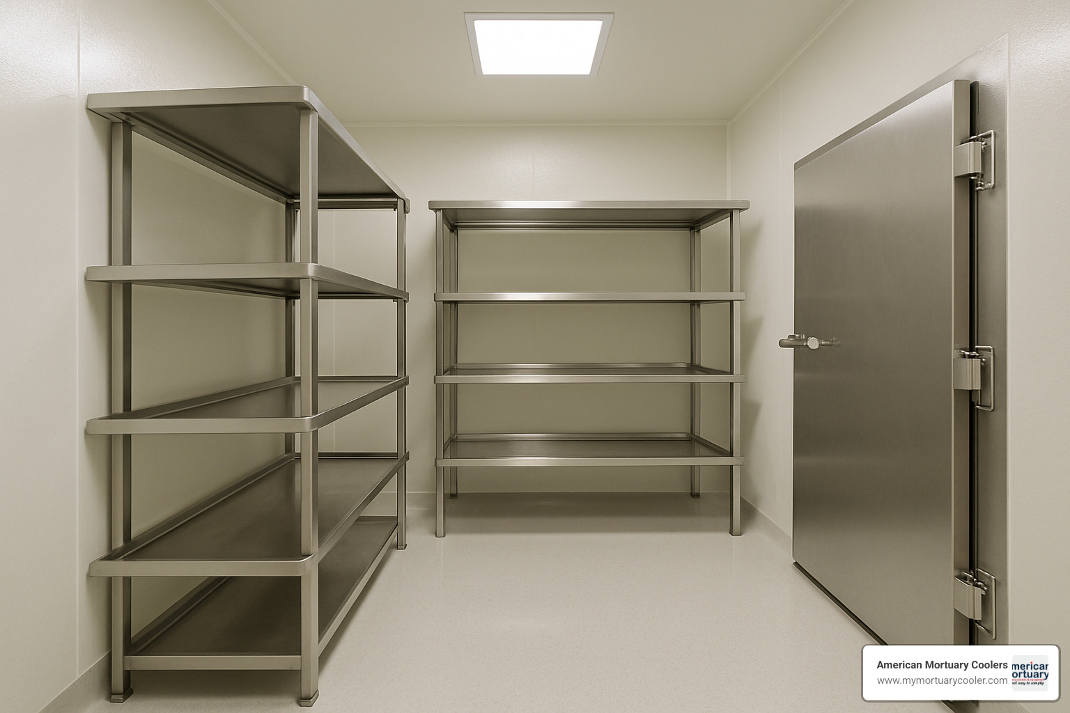 seamless fiberglass interior walls of a morgue cooler - rent morgue cooler
