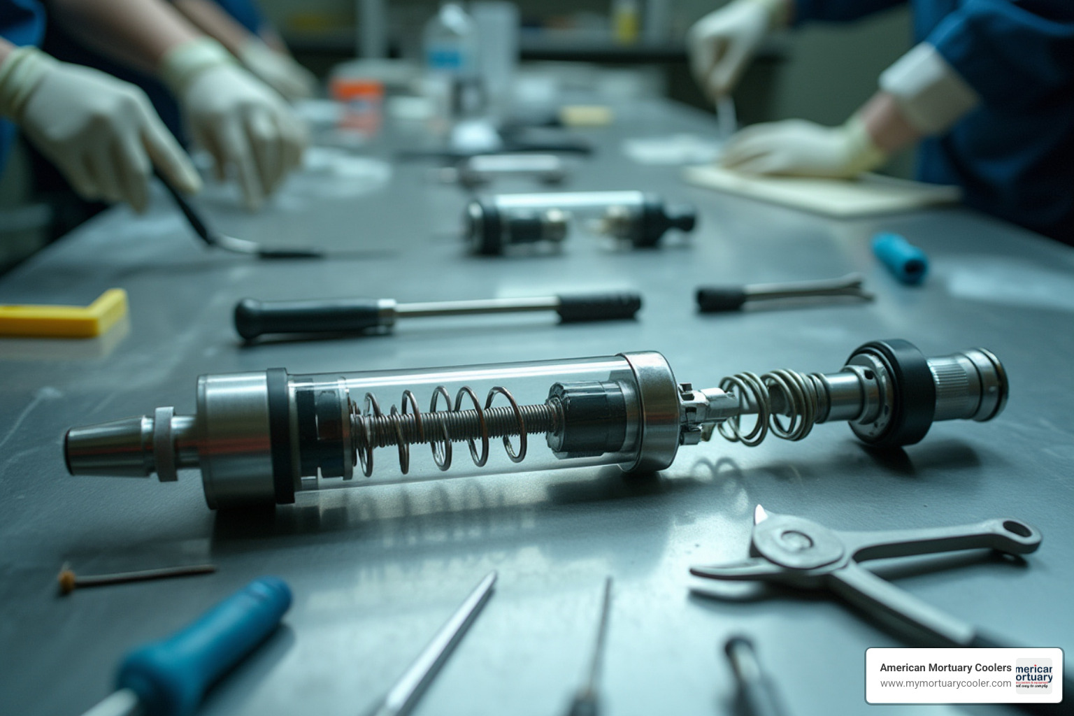 disassembled needle injector showing maintenance points - needle injector embalming