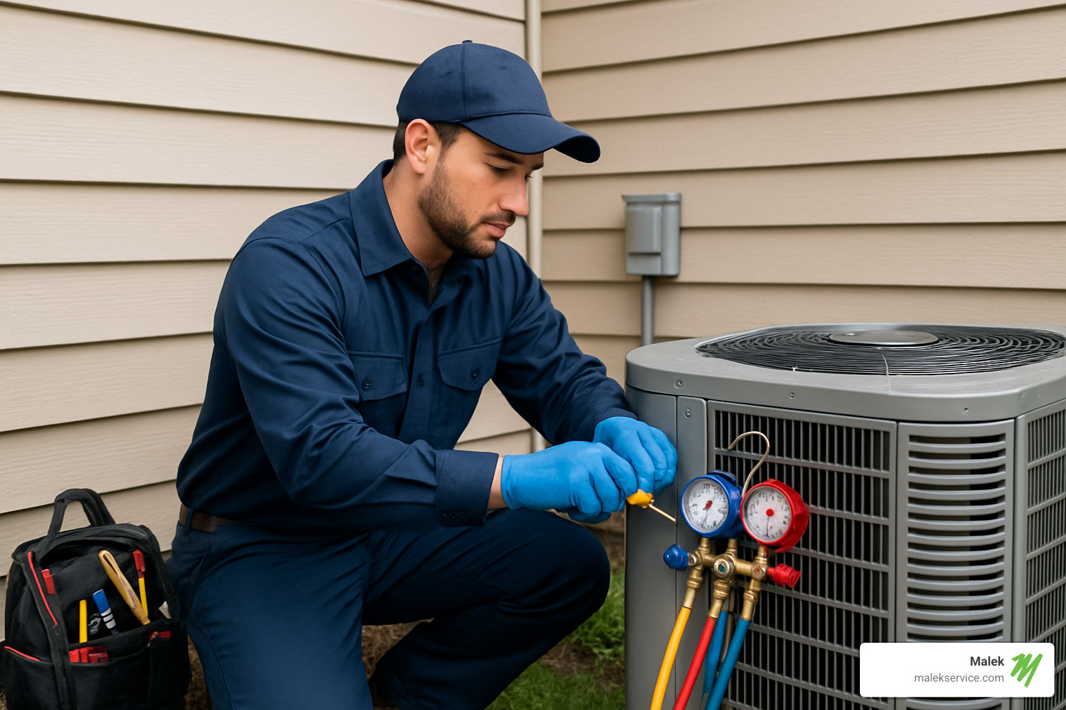 HVAC technician working on air conditioning system - why is my room not cooling down
