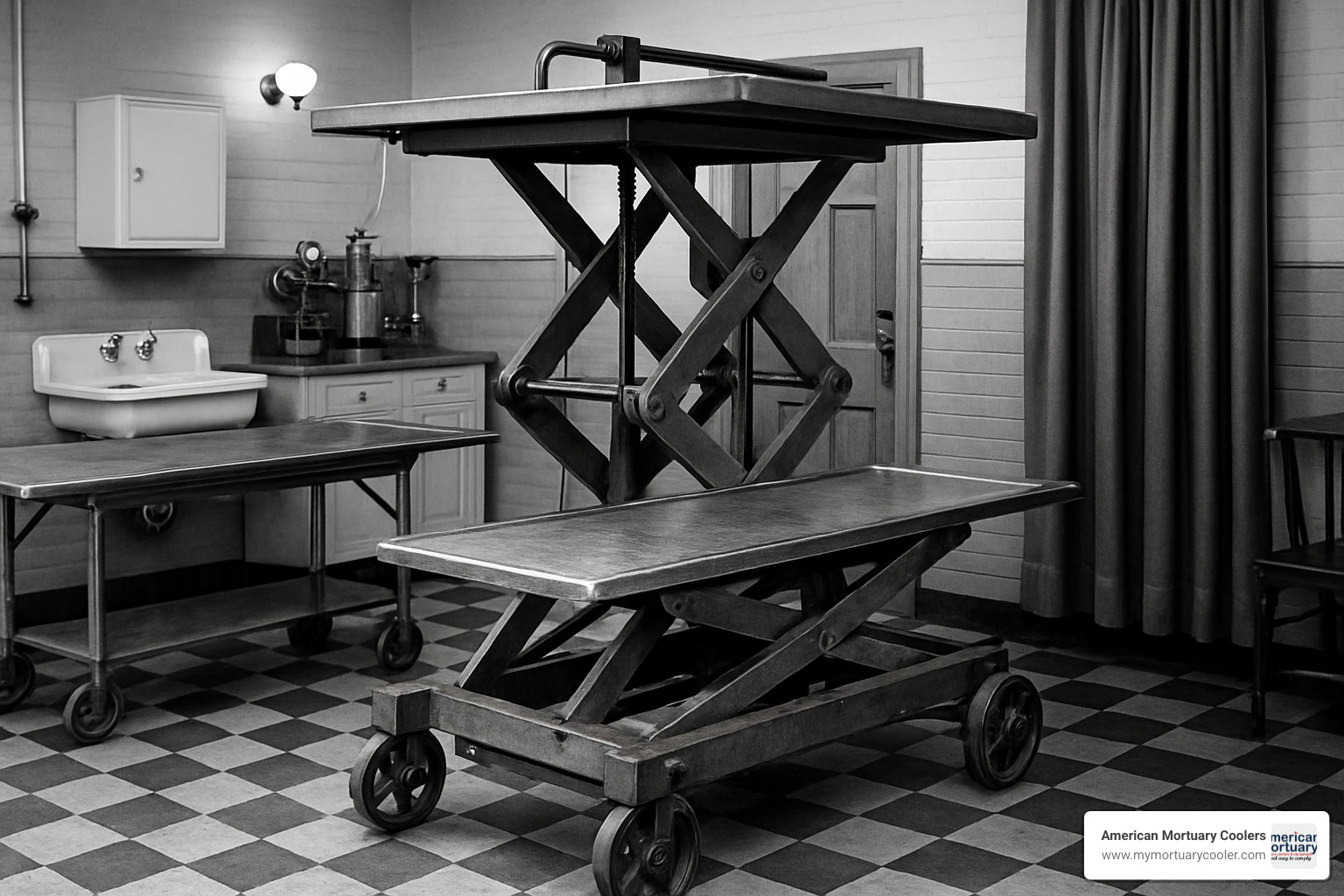 vintage mortuary lift equipment from the 1950s - Mortuary Lift Company 