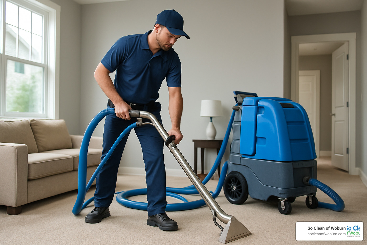 Technician performing professional floor cleaning Technician performing professional floor cleaning