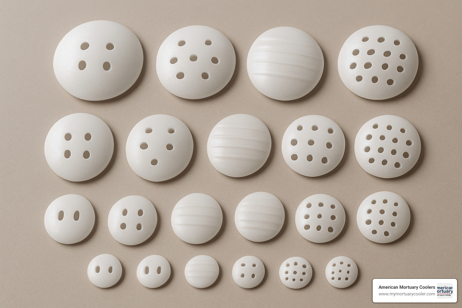 Various types of eyelid caps with different perforations and sizes - eyelid caps