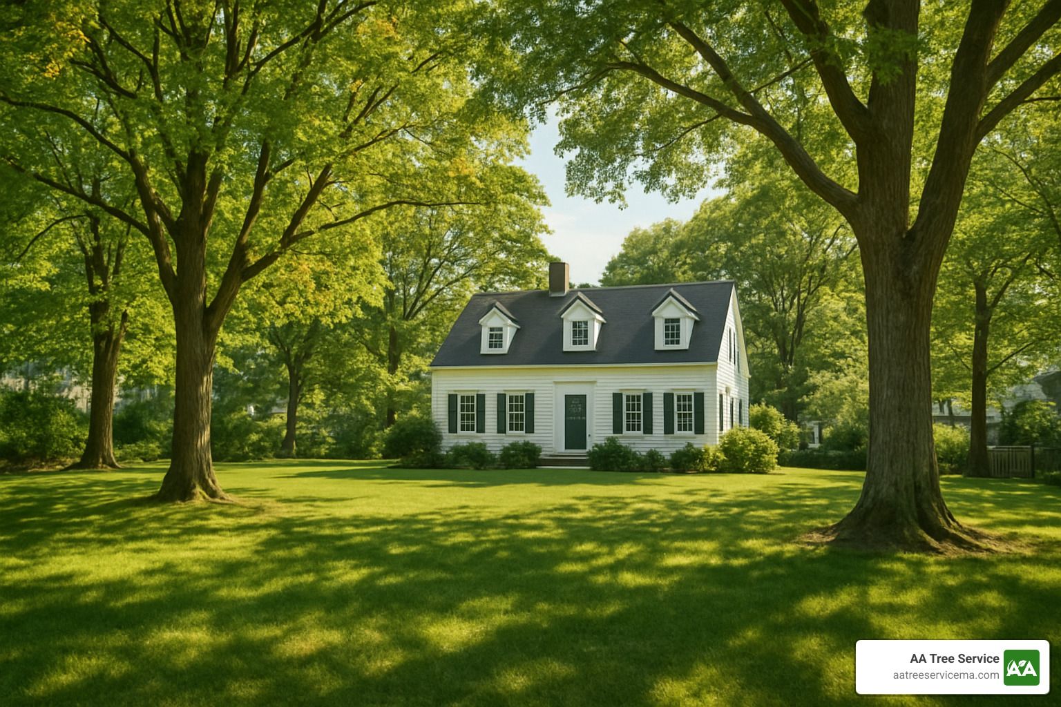 New England yard with mature trees - Tree removal cost estimate