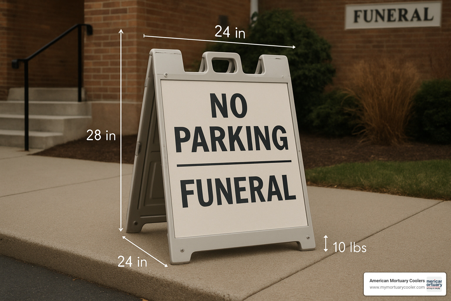 portable funeral no parking sign with specifications - funera no parking sign