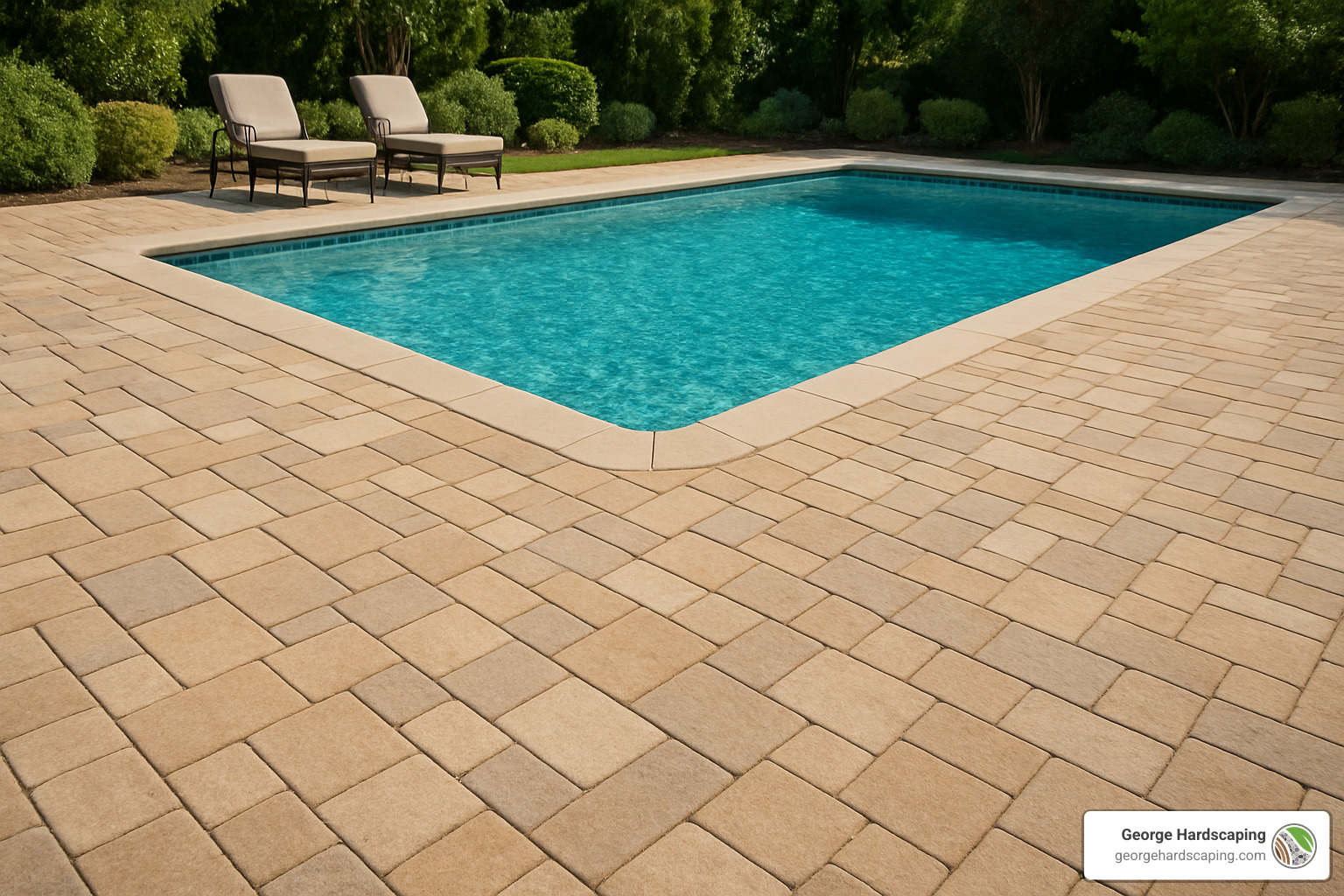cross-section showing proper base preparation layers for pool pavers - pavers around swimming pool