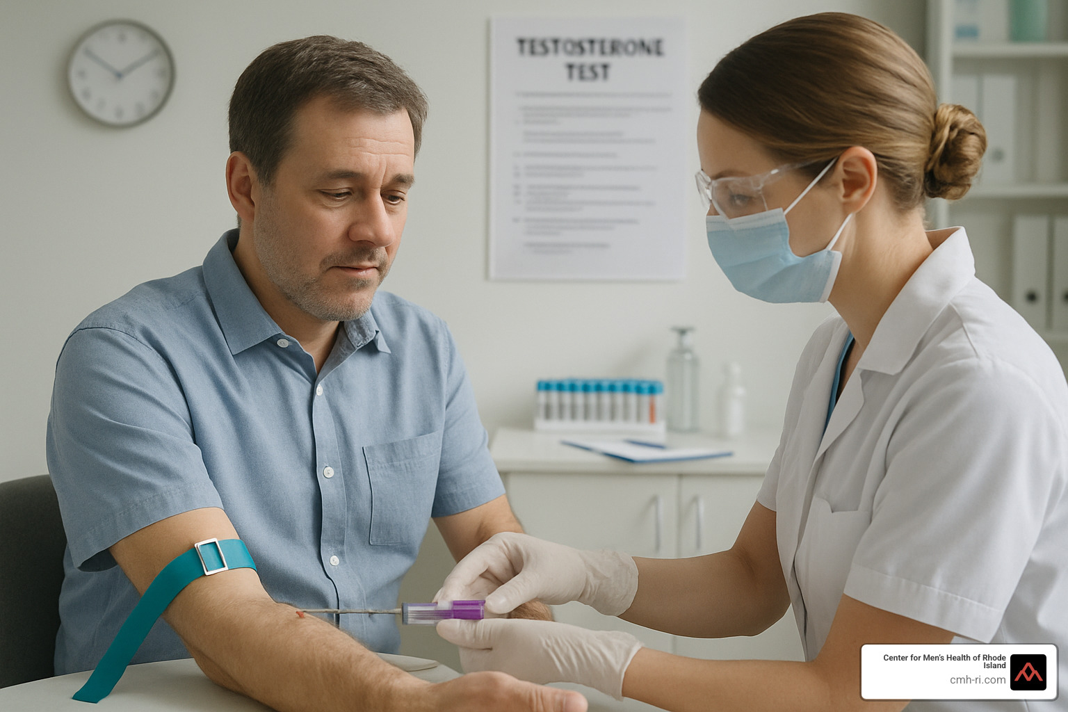 Man having blood drawn for testosterone testing - male hypogonadism