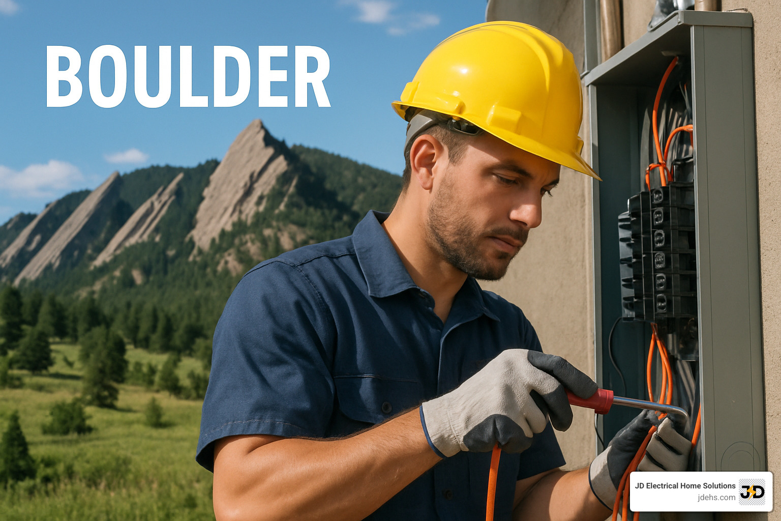 electrician testing electrical panel in commercial building - boulder electricians