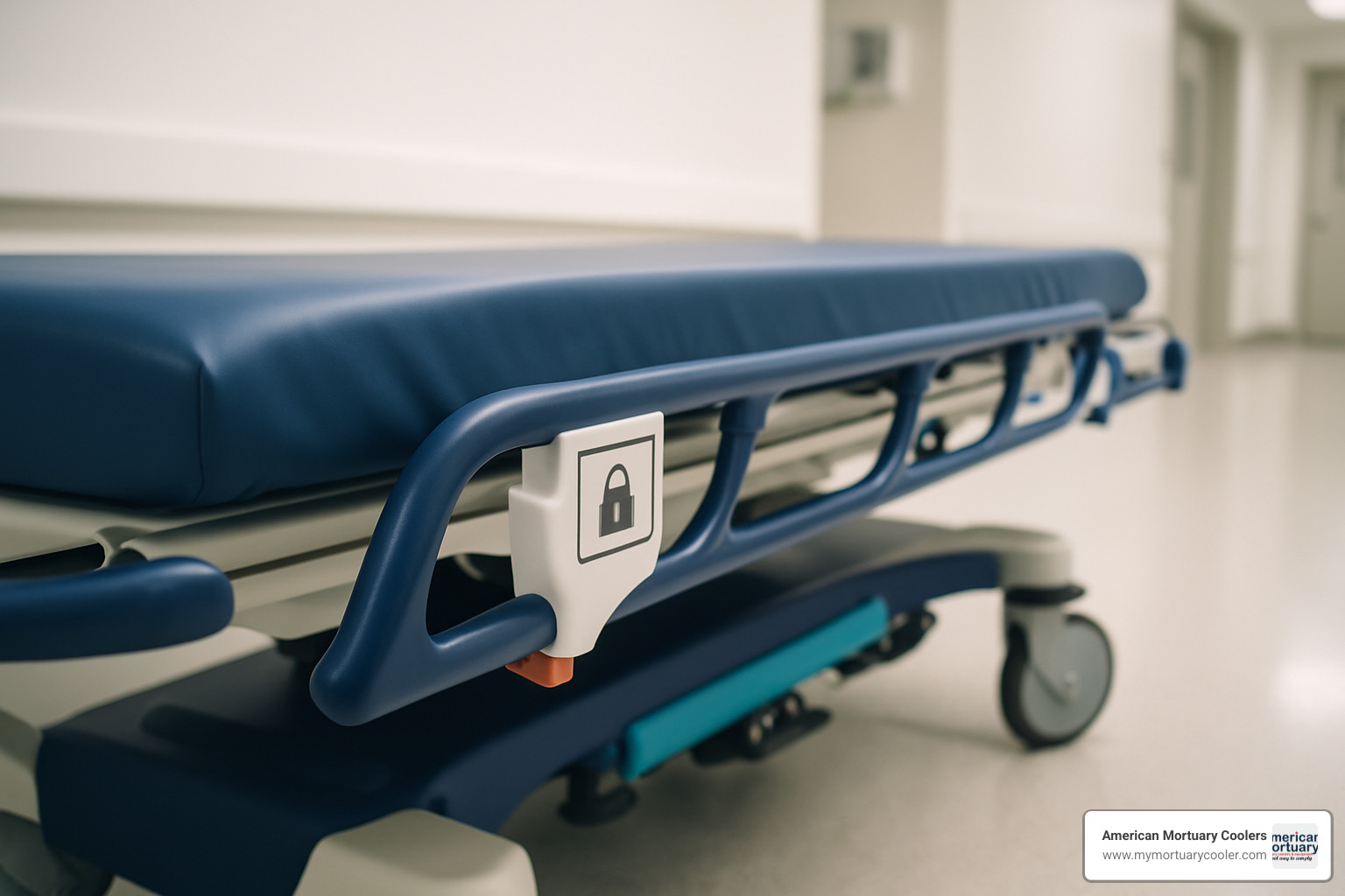 Side-rail locking system on a modern stretcher bed - stretcher bed