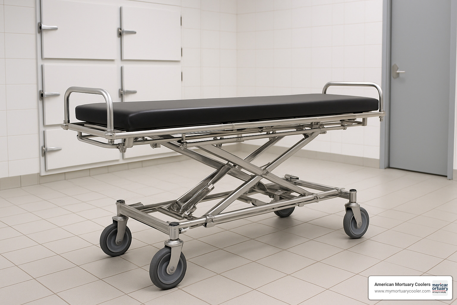 Multi-level mortuary cot with adjustable height features - stretcher bed