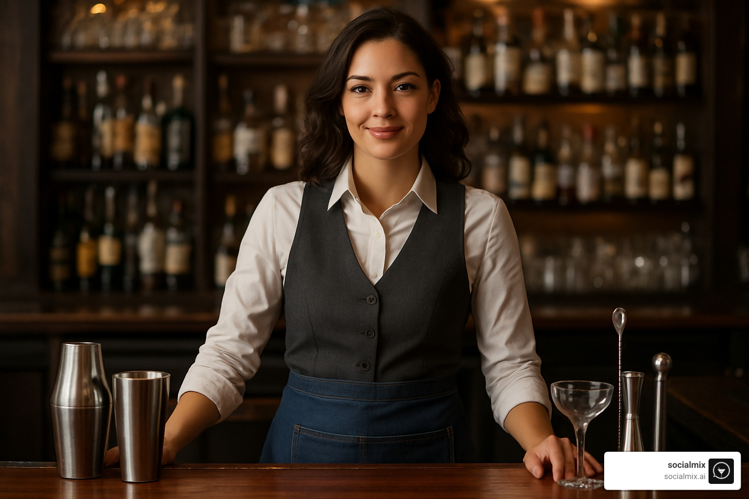 layered bartender outfit - classy female bartender outfits