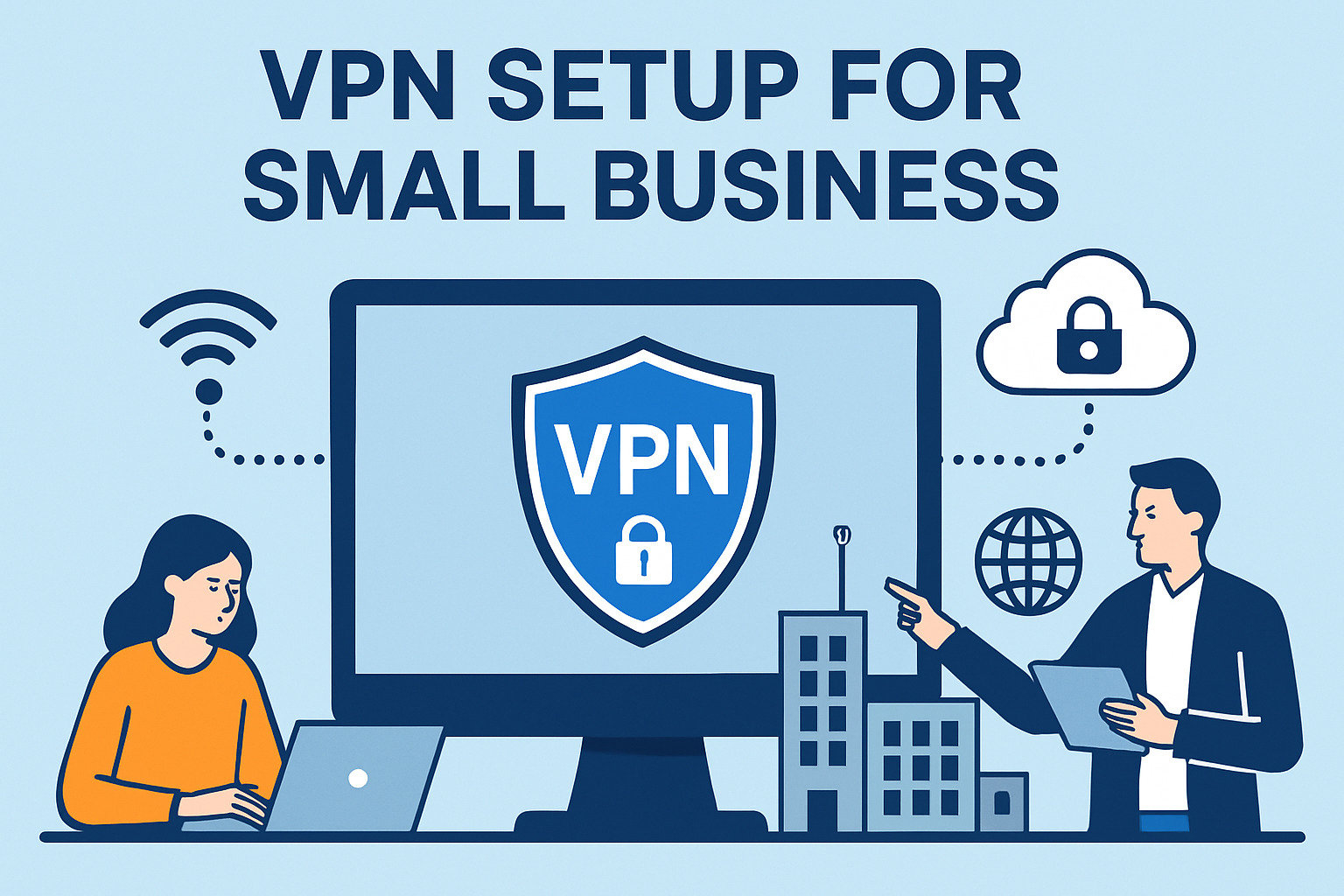 Business VPN management dashboard showing connected users and security features - vpn setup for small business