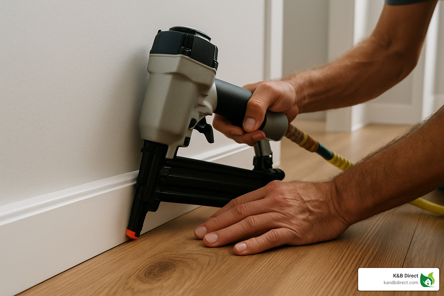 nail gun installation of baseboard trim - baseboard trim
