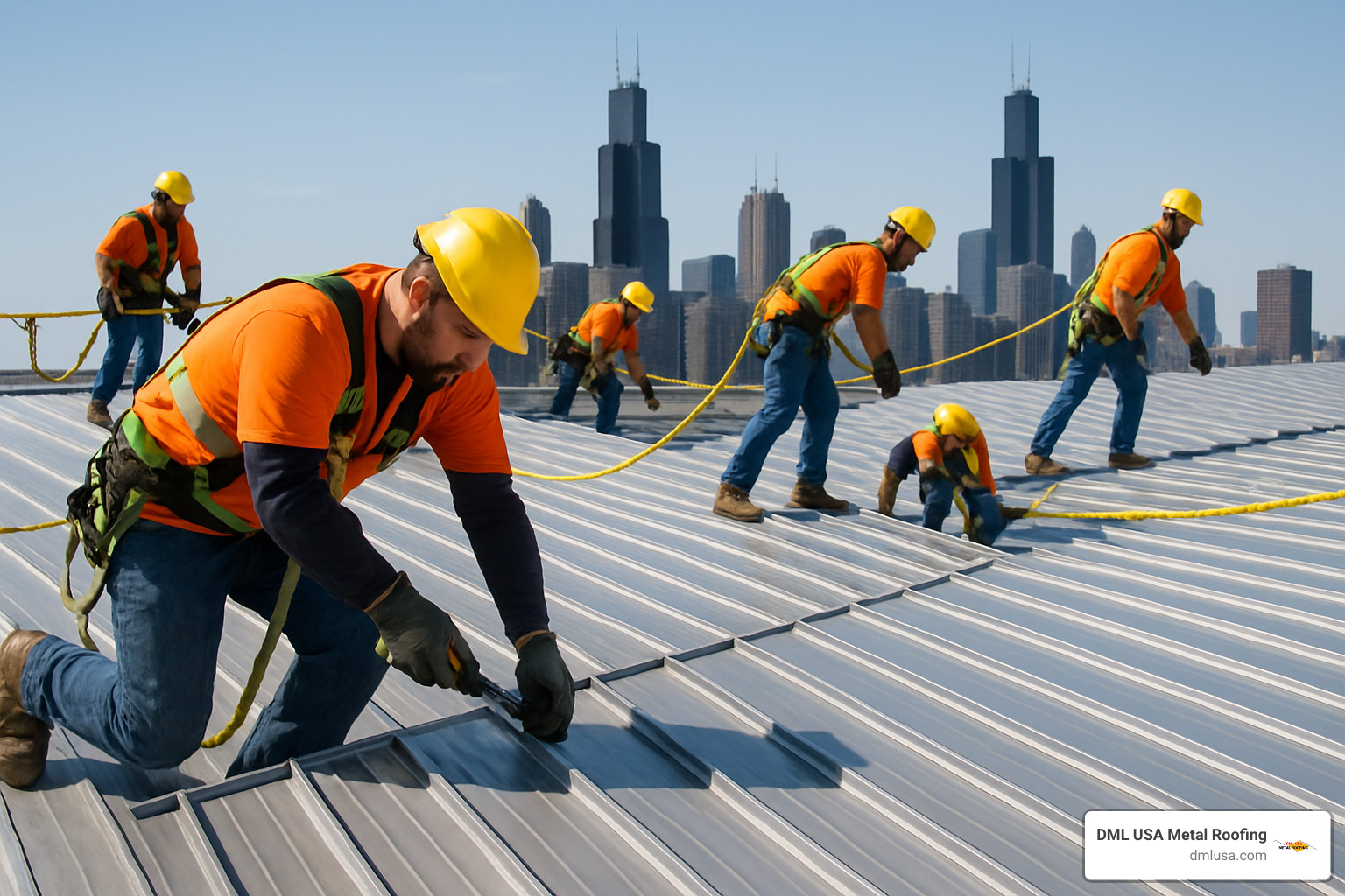 metal commercial roof installation in Chicago - commercial roofing Chicago