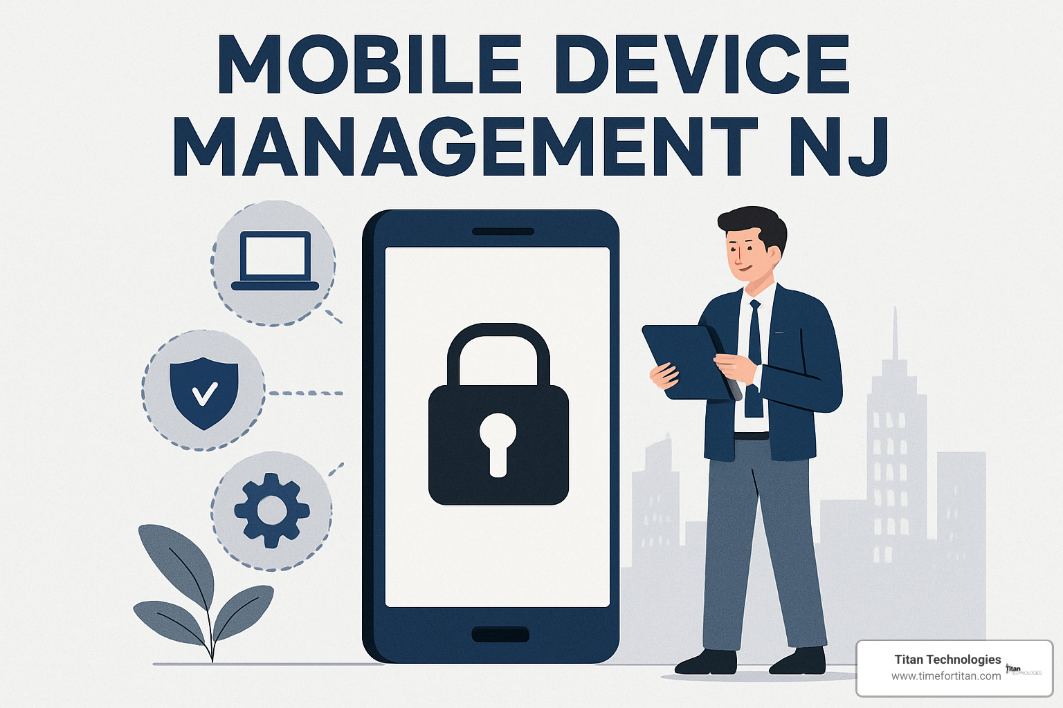 MDM dashboard showing device management interface with security controls - mobile device management NJ