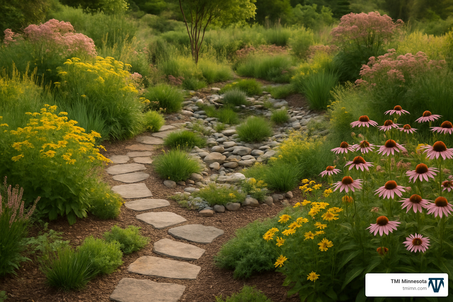 Sustainable garden design with native plants and permeable surfaces - bespoke garden designs