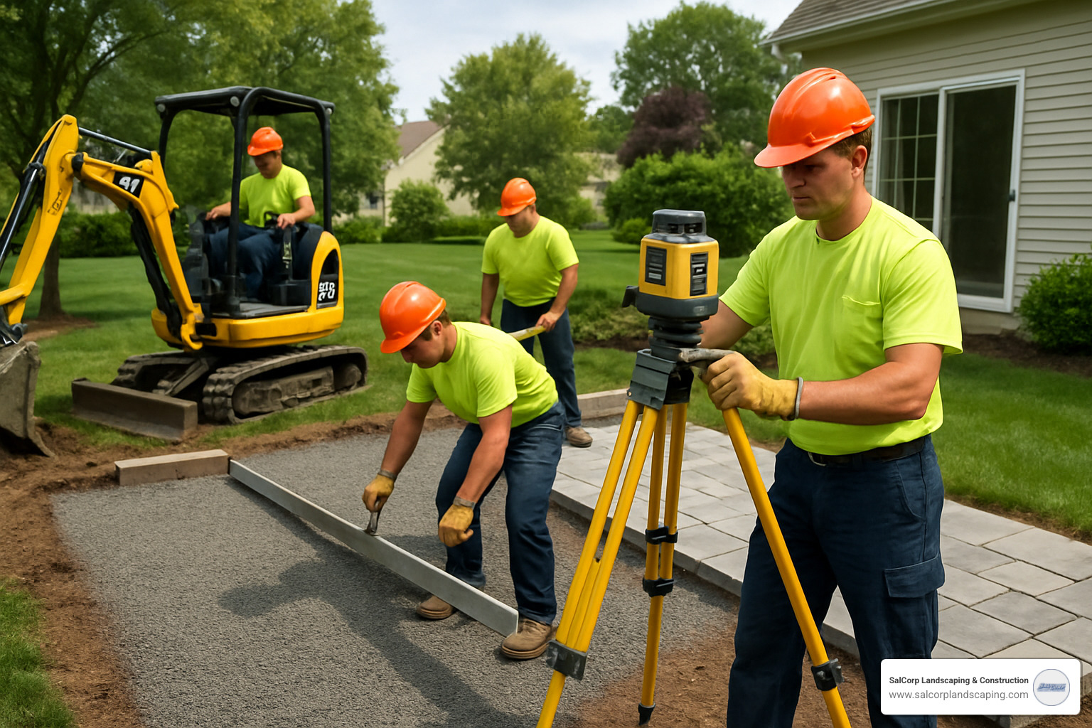 Professional landscape crew using specialized equipment - Landscape Contractors Near Me