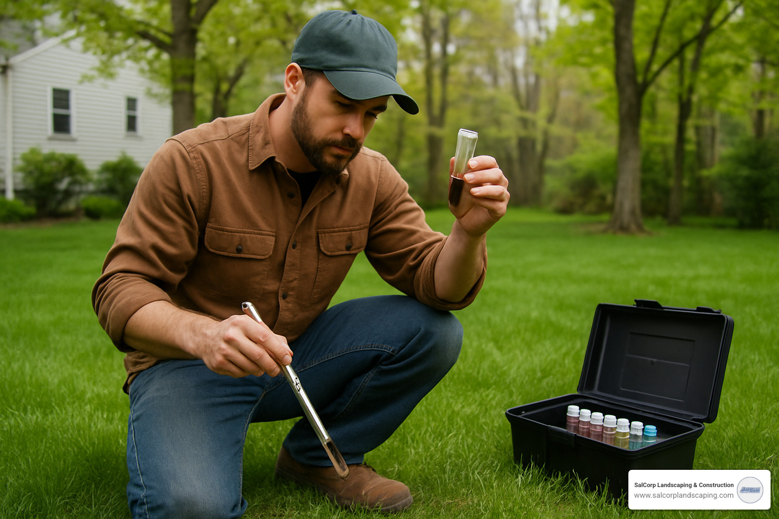 Local landscape contractor analyzing soil samples - Landscape Contractors Near Me