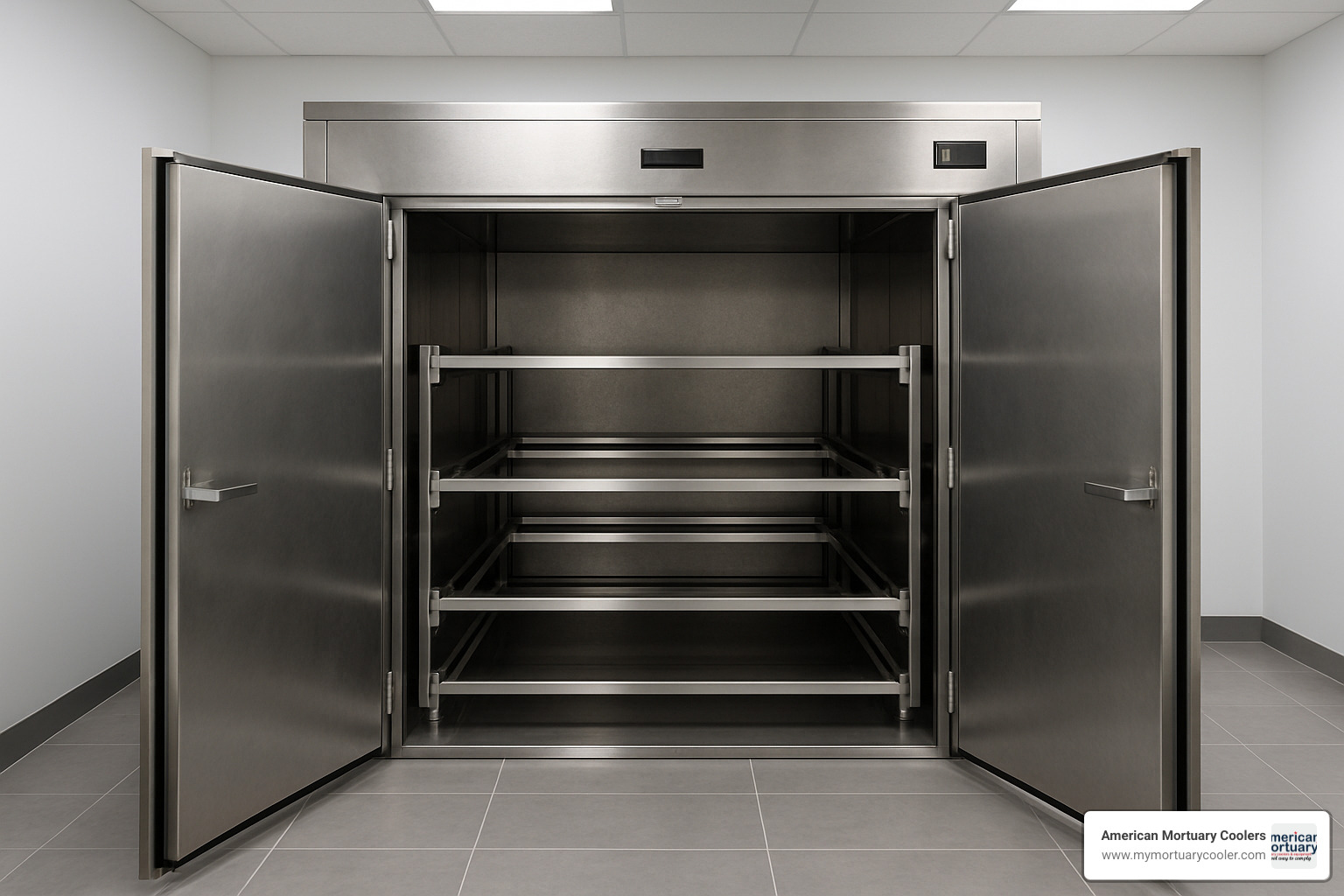 roll-in bariatric mortuary cooler with wide doors - bariatric mortuary fridge