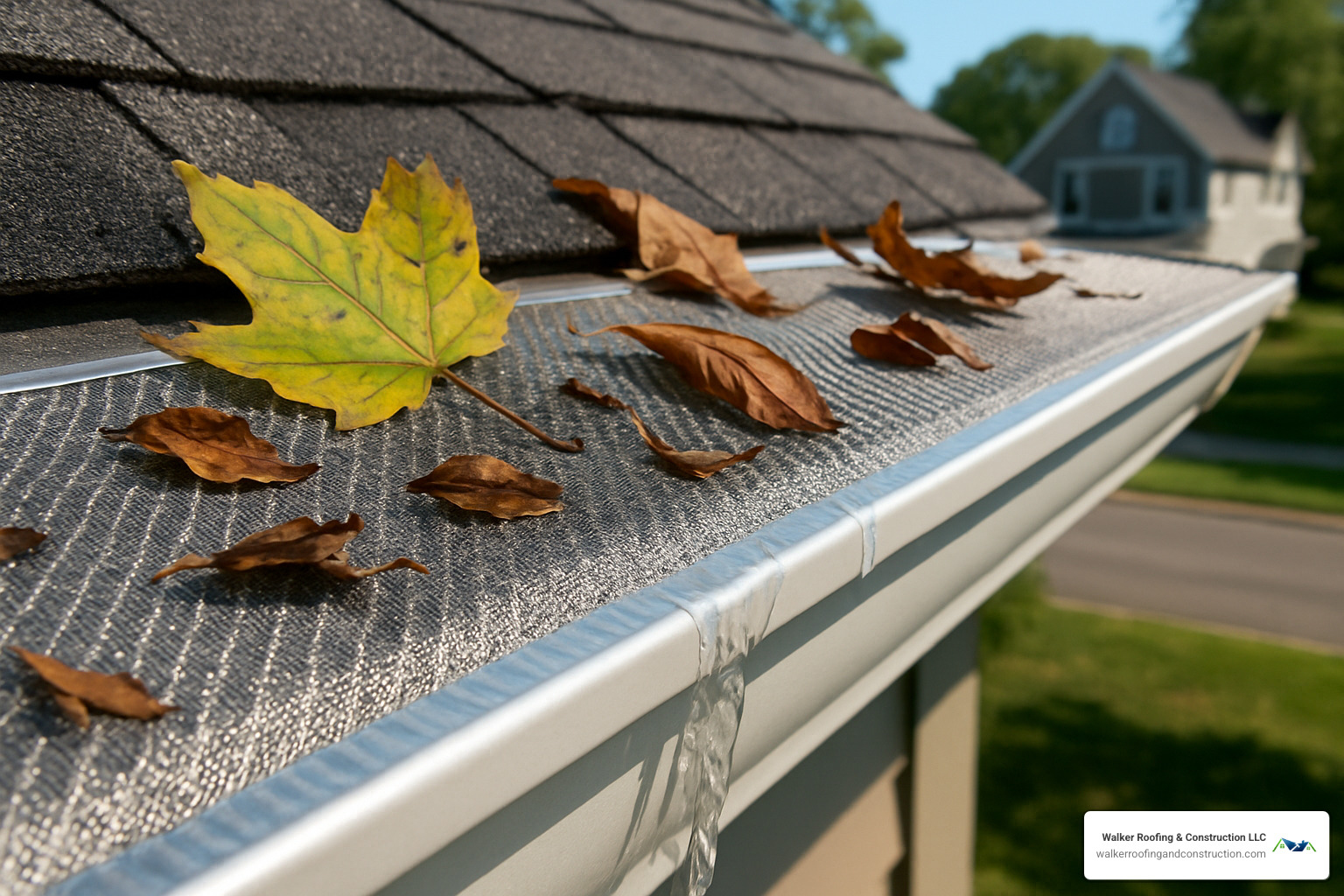 Close-up of micro-mesh gutter guard showing how it prevents leaves and debris from entering while allowing water to flow through - gutter installation columbus ohio