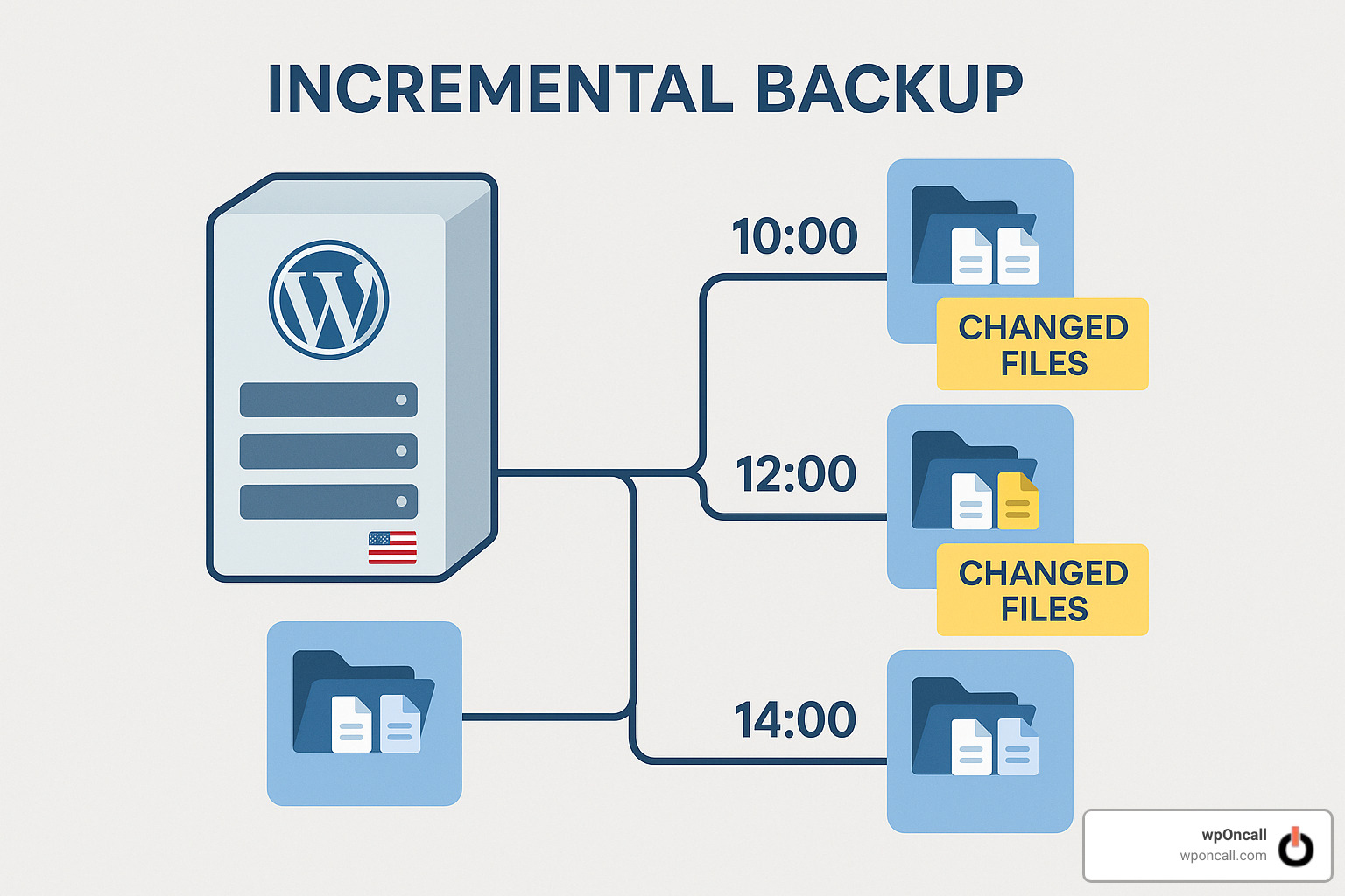 incremental backup process visualization - wordpress backup solution
