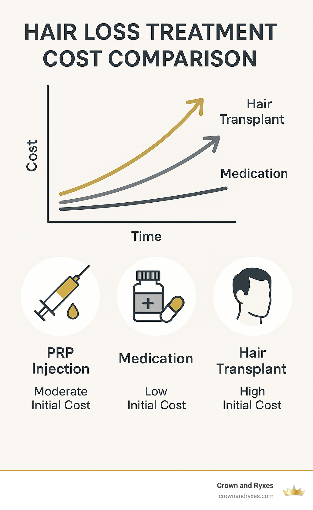comparison of different hair loss treatment costs over time - prp injection for hair loss price infographic 