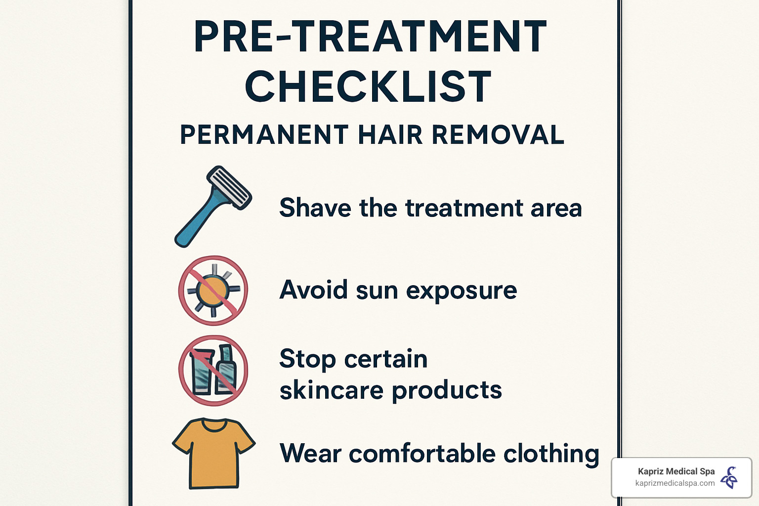 Pre-treatment checklist for permanent hair removal - Permanent hair removal Jacksonville