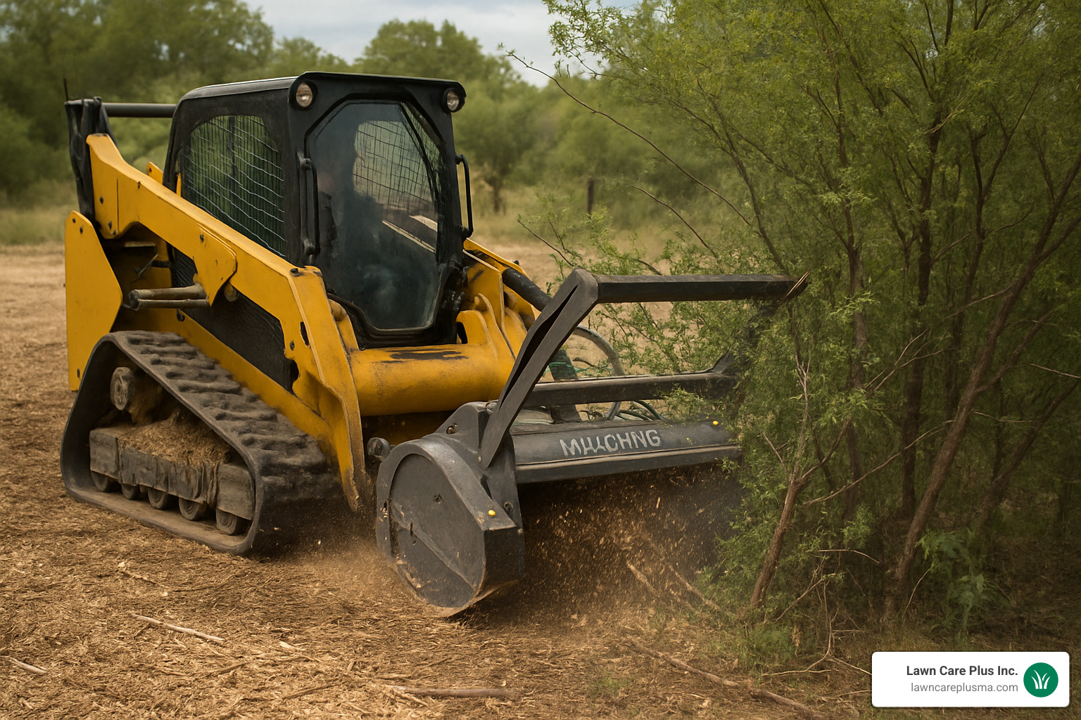 skid steer mulching brush - land cleanup services