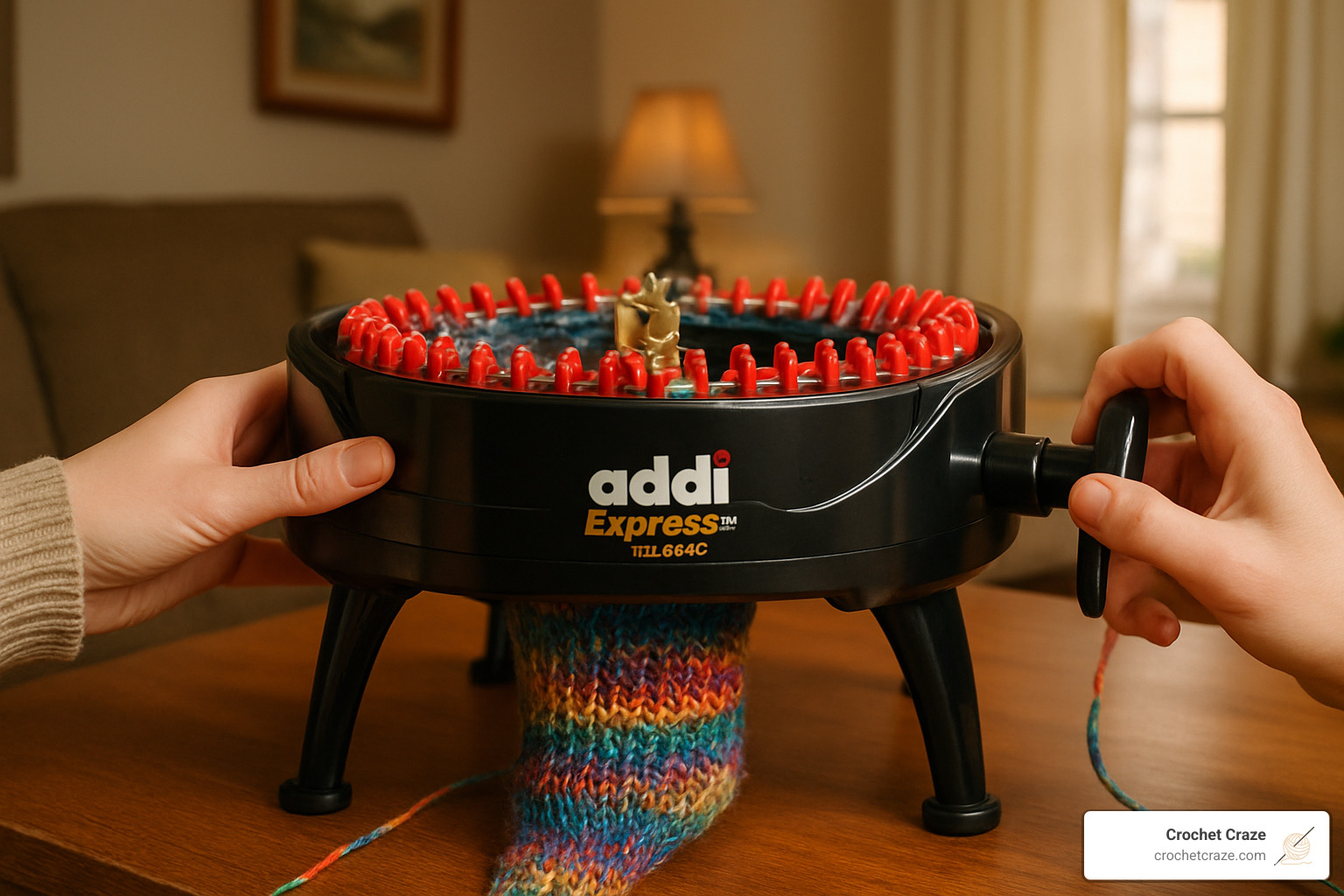 Addi Express King Size circular knitting machine in use - circular knitting machine