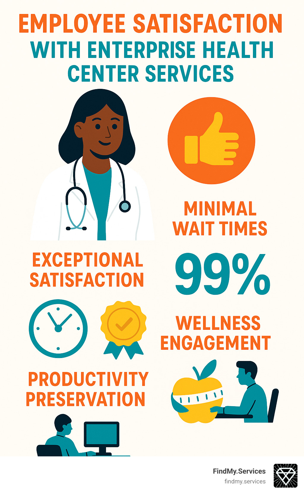 employee satisfaction with enterprise health center services - enterprise health center infographic 
