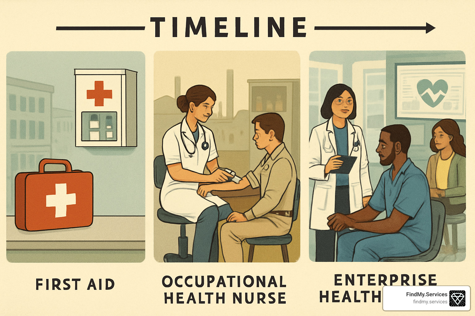 evolution of workplace healthcare from basic first aid to comprehensive enterprise health centers - enterprise health center