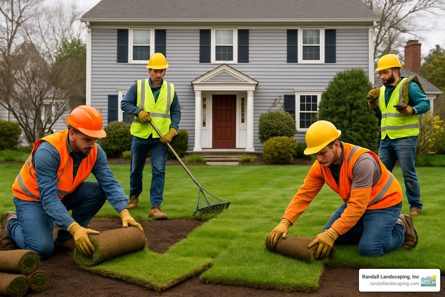 professional sod installation crew at work - Methuen sod installation