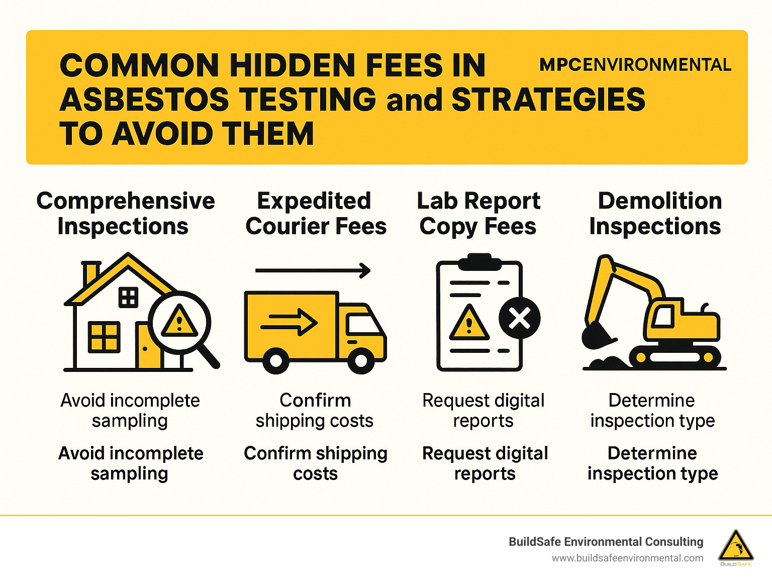 Common hidden fees in asbestos testing and strategies to avoid them - asbestos testing cost denver infographic