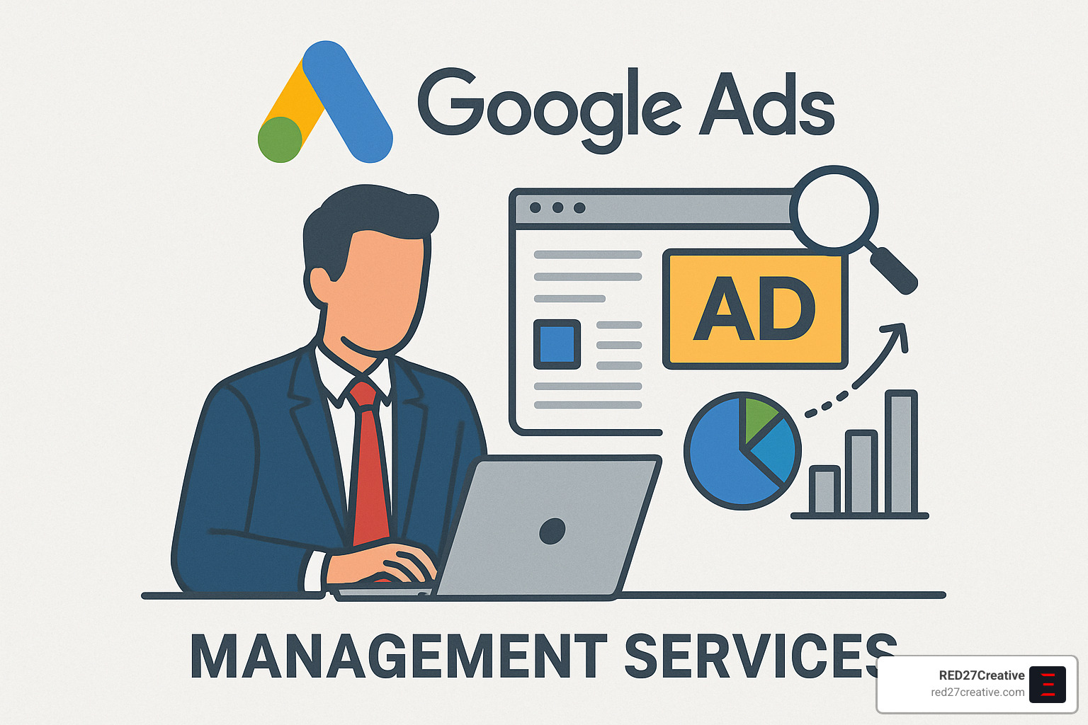 Google Ads Management Services Explained (Without the Jargon) • Google Ads management services • RED27Creative Common Google Ads errors highlighted with a red stamp - Google Ads management services