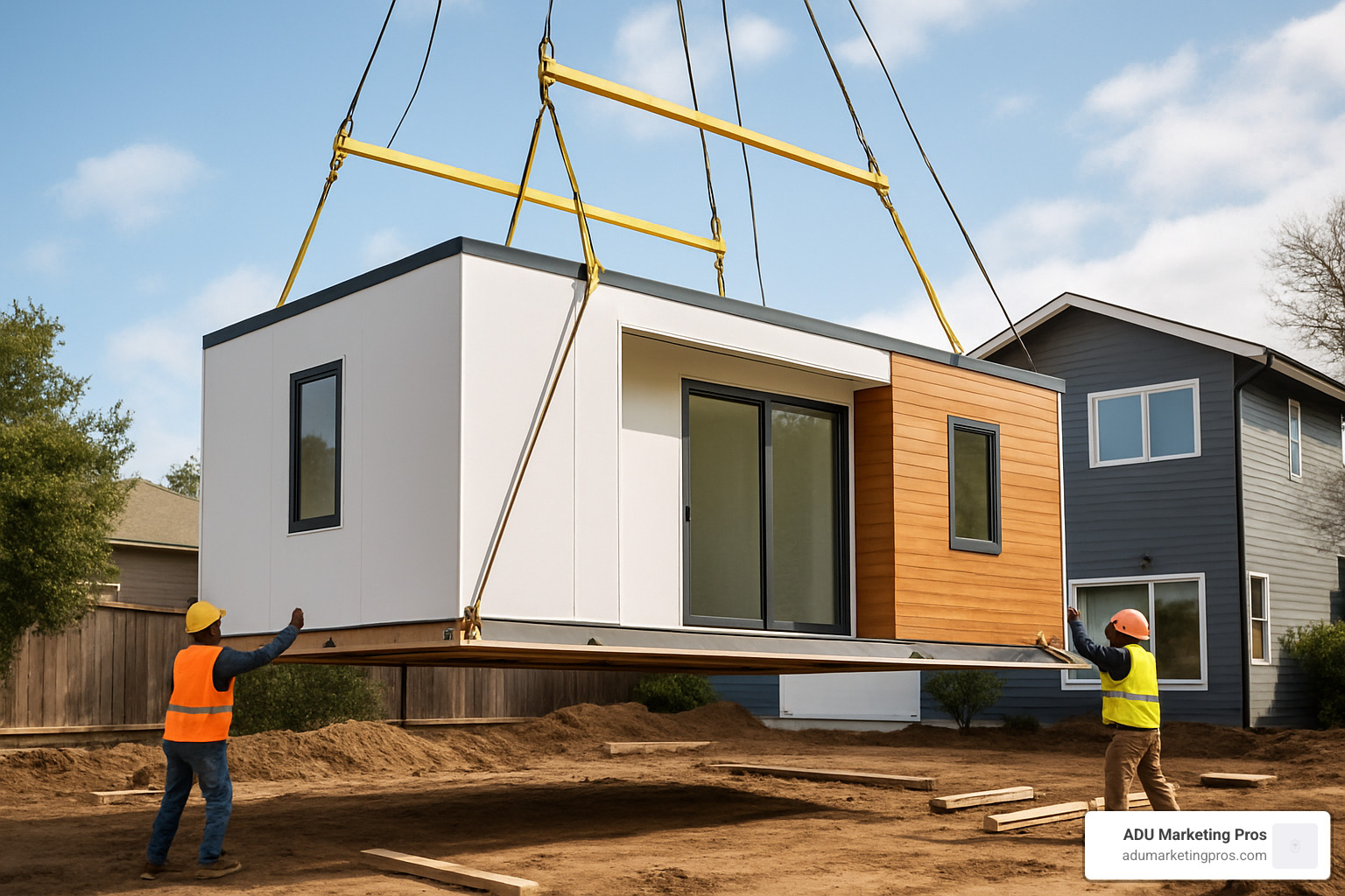 prefab modular ADU being installed - Energy-efficient ADU