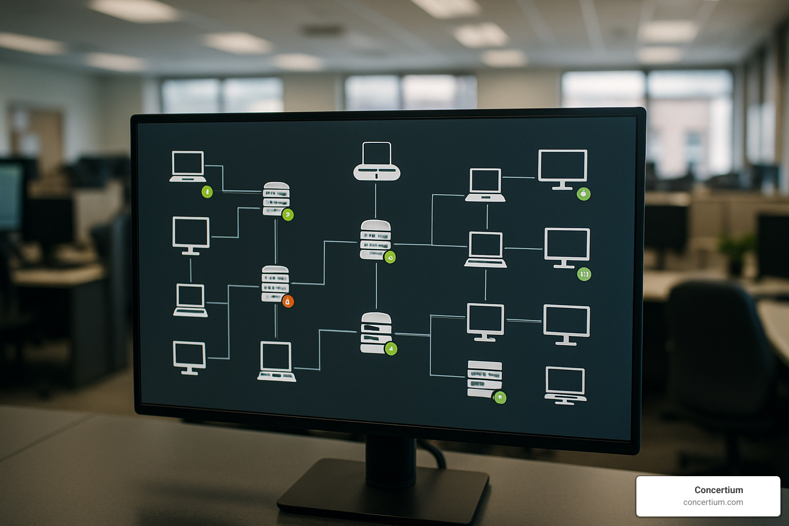 Network topology map showing device connections and status - best network monitoring tools open source