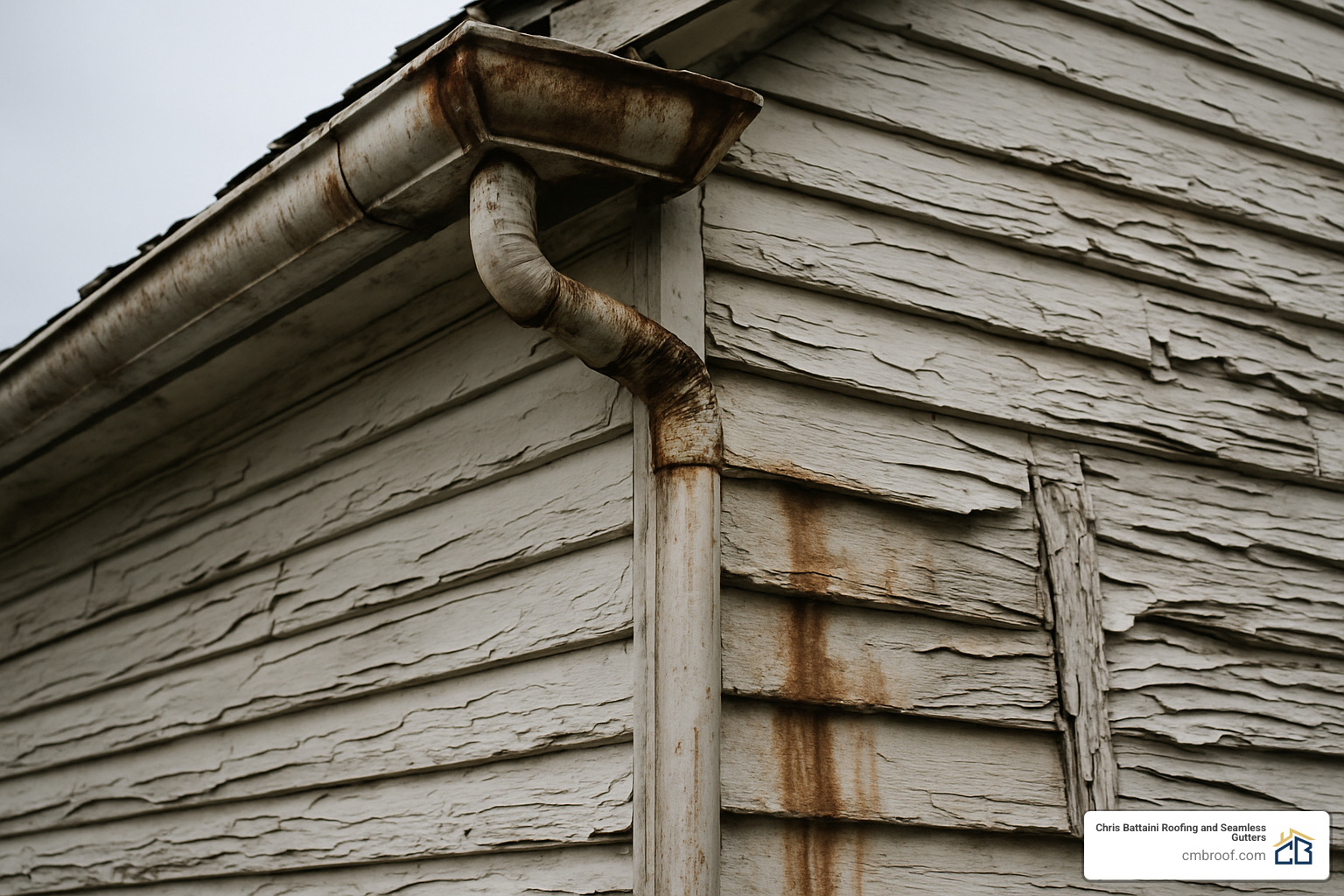 deteriorating gutters and siding showing damage - gutter and siding